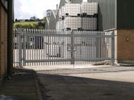 Installing Steel Palisade Gates in Horwich at Industrial Estate 2